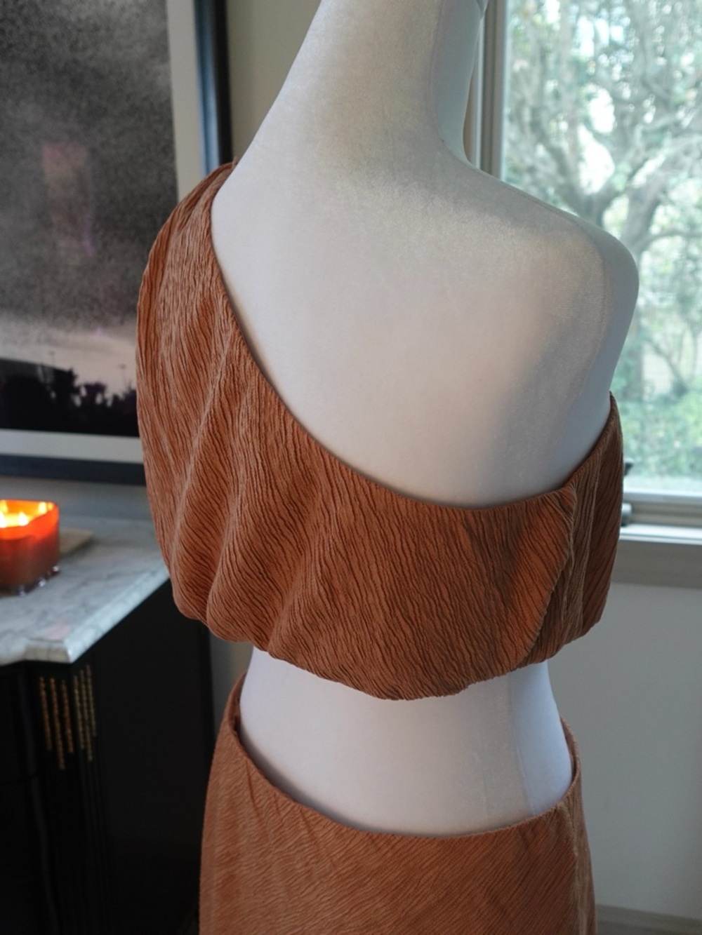 Abercrombie & Fitch One-Shoulder matching set in Rust Brown - Picture 5 of 5
